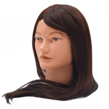 Training Head Synthetic Hair Brown 50cm