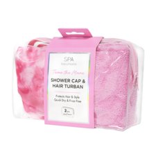 Set Hair Turban & Shower Cap CALA Hot Pink