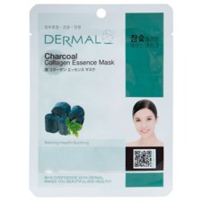 Korean Sheet Mask for Cleansing and Soothing Facial Skin DERMAL Collagen Charcoal 23g