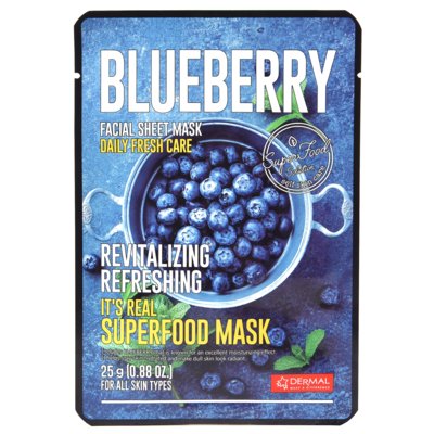 Sheet maska za lice DERMAL Superfood borovnica 25g