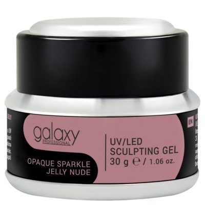 Gradivni kamuflažni gel za nadogradnju noktiju GALAXY UV/LED Opaque Sparkle Jelly Nude 30g